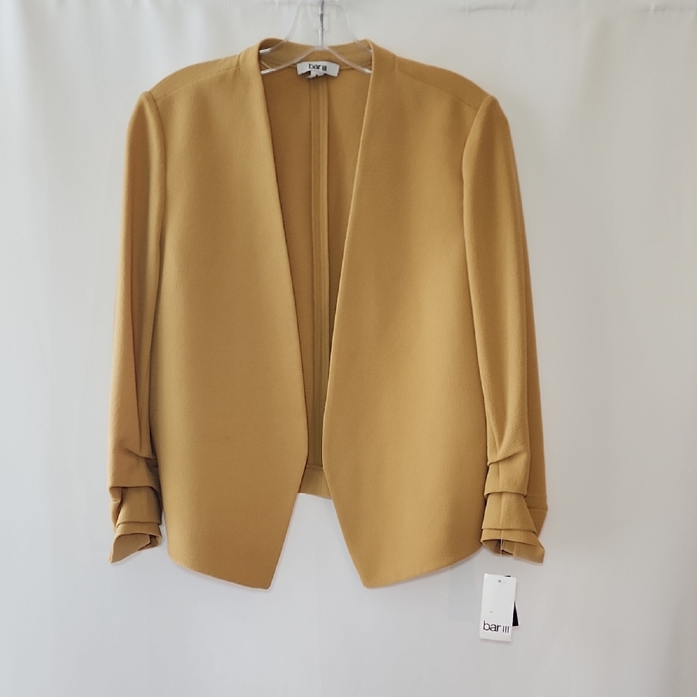 BAR III | Women's Mustard Yellow Open Front Suit Blazer - Picture 1 of 5